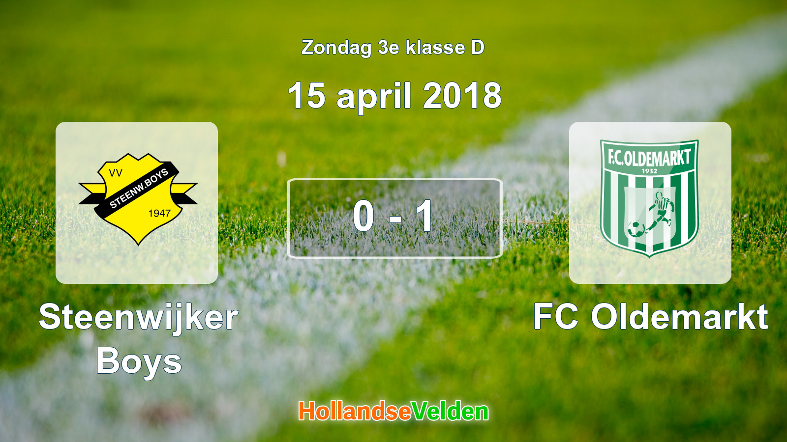 Gespeelde wedstrijd: Steenwijker Boys - FC Oldemarkt 0 - 1 (15 april 2018)