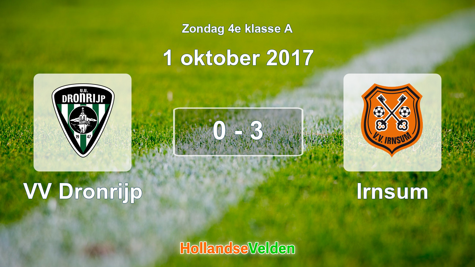 Gespeelde wedstrijd: VV Dronrijp - Irnsum 0 - 3 (1 oktober 2017)