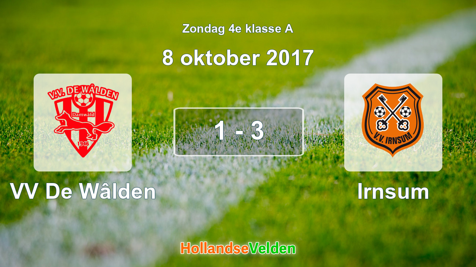 Gespeelde wedstrijd: VV De Wâlden - Irnsum 1 - 3 (8 oktober 2017)