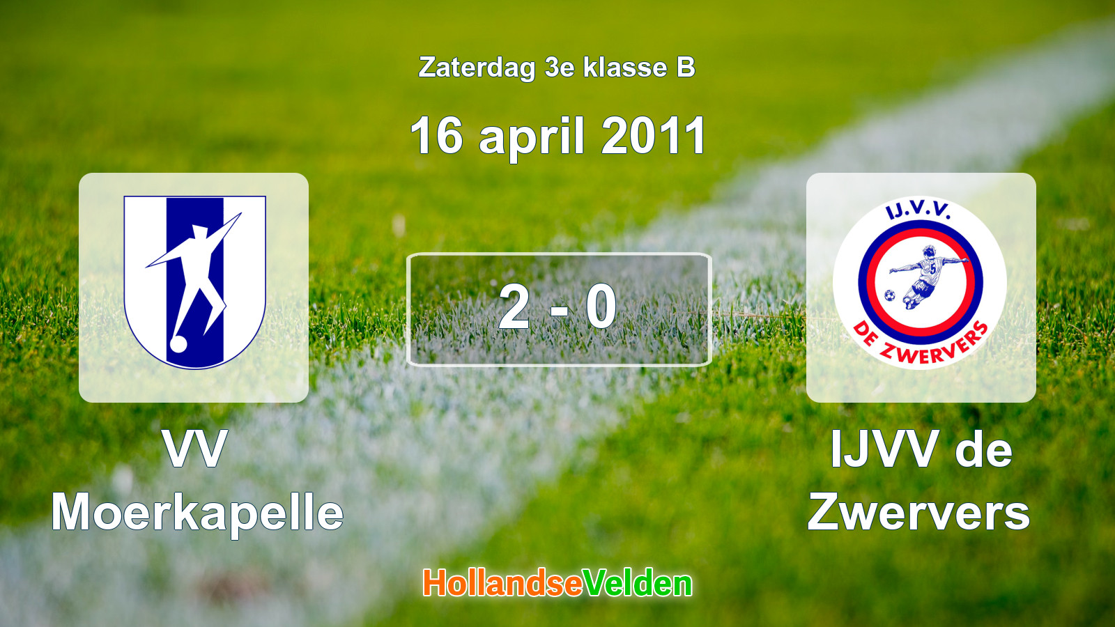 Gespeelde wedstrijd: VV Moerkapelle - IJVV de Zwervers 2 - 0 (16 april 2011)