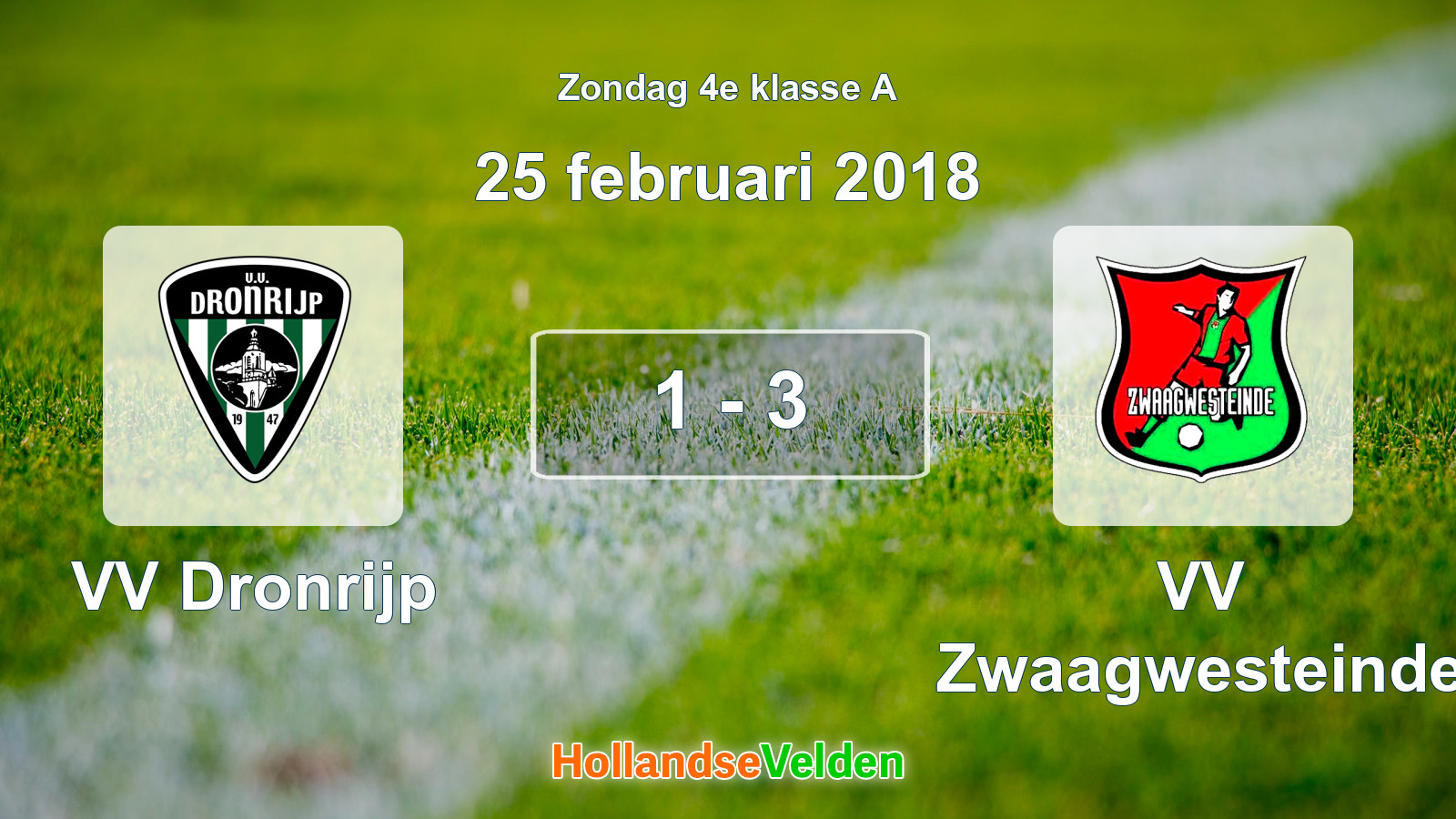Gespeelde wedstrijd: VV Dronrijp - VV Zwaagwesteinde 1 - 3 (25 februari 2018)