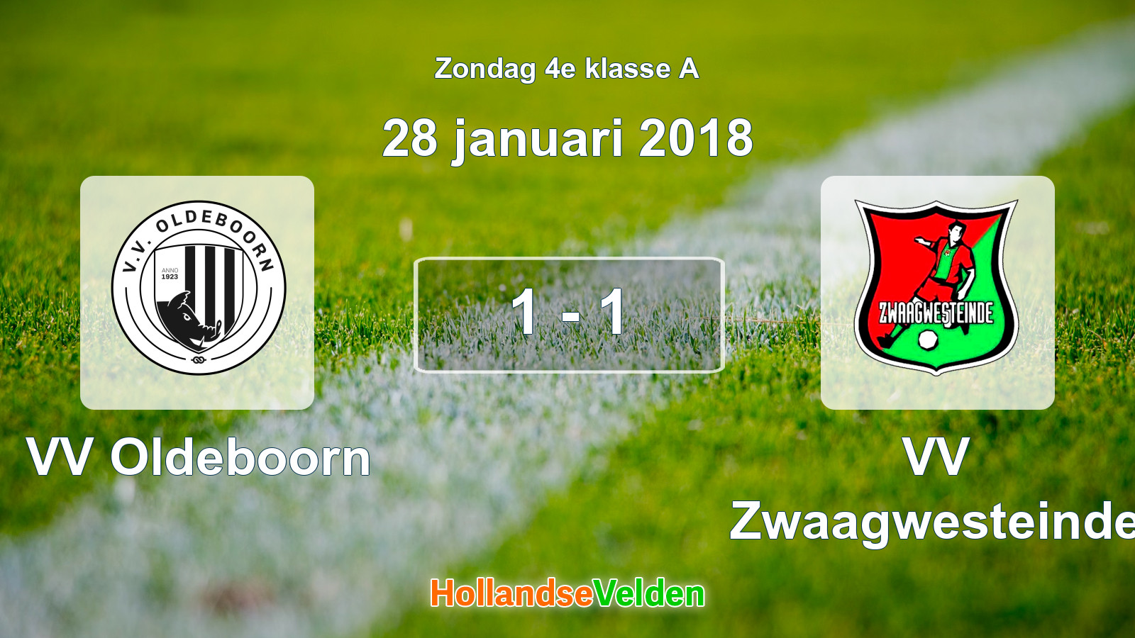 Gespeelde wedstrijd: VV Oldeboorn - VV Zwaagwesteinde 1 - 1 (28 januari 2018)