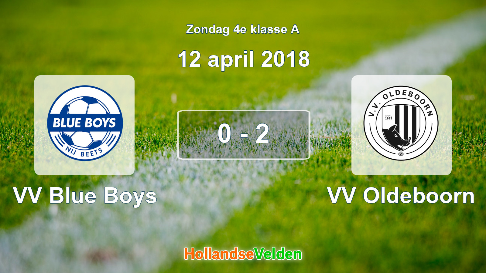 Gespeelde wedstrijd: VV Blue Boys - VV Oldeboorn 0 - 2 (12 april 2018)