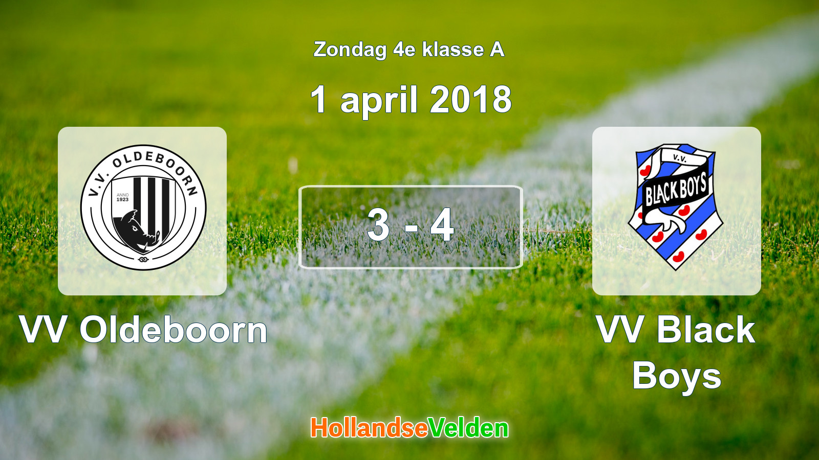 Gespeelde wedstrijd: VV Oldeboorn - VV Black Boys 3 - 4 (1 april 2018)
