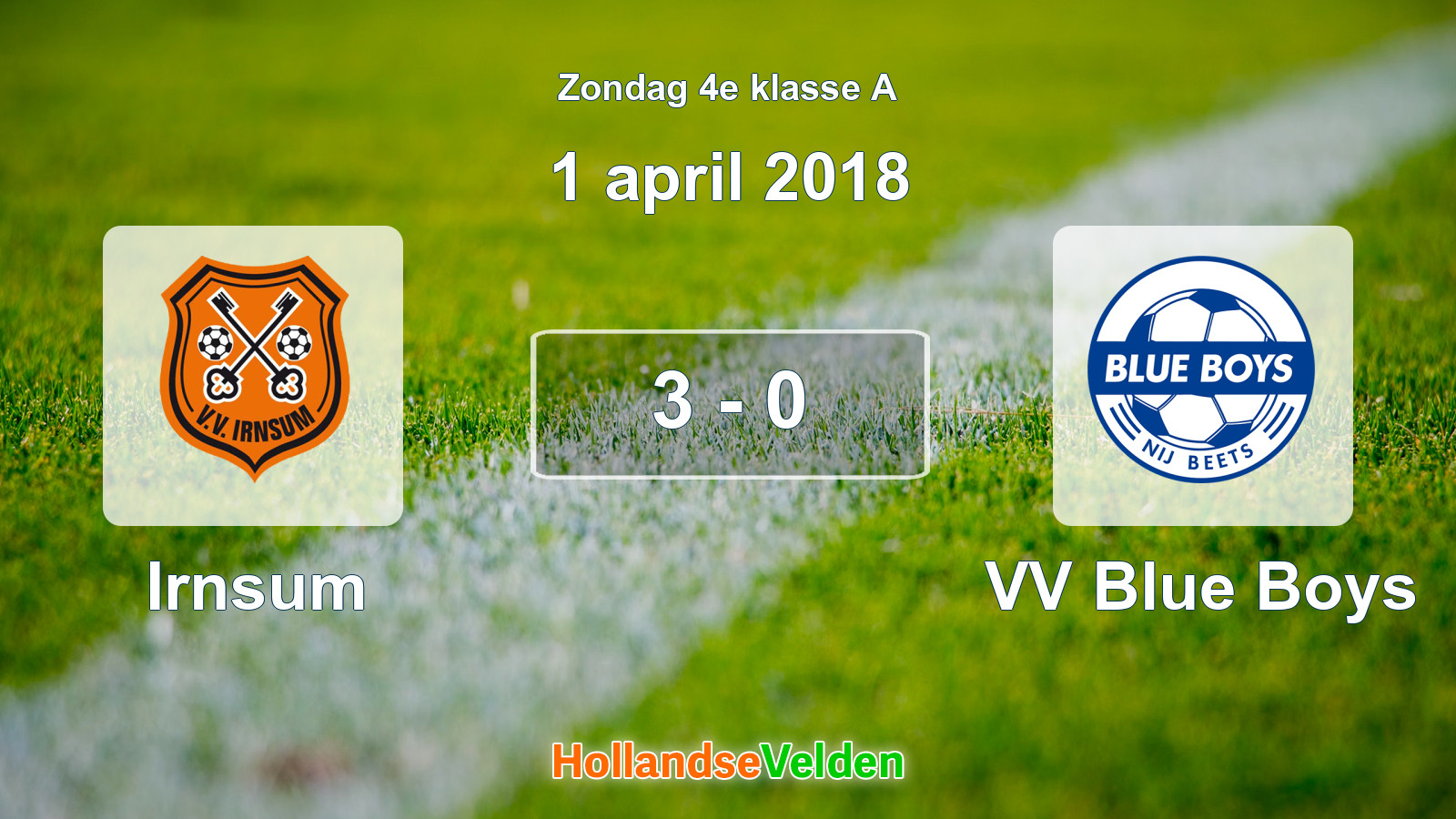 Gespeelde wedstrijd: Irnsum - VV Blue Boys 3 - 0 (1 april 2018)