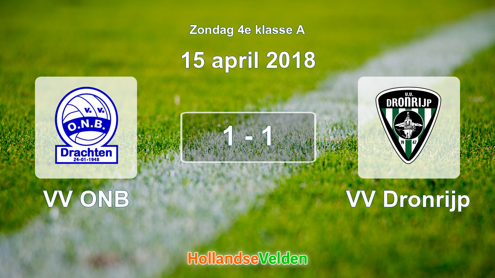 Gespeelde wedstrijd: VV ONB - VV Dronrijp 1 - 1 (15 april 2018)