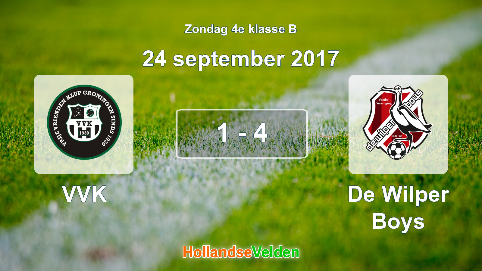 Gespeelde wedstrijd: VVK - De Wilper Boys 1 - 4 (24 september 2017)