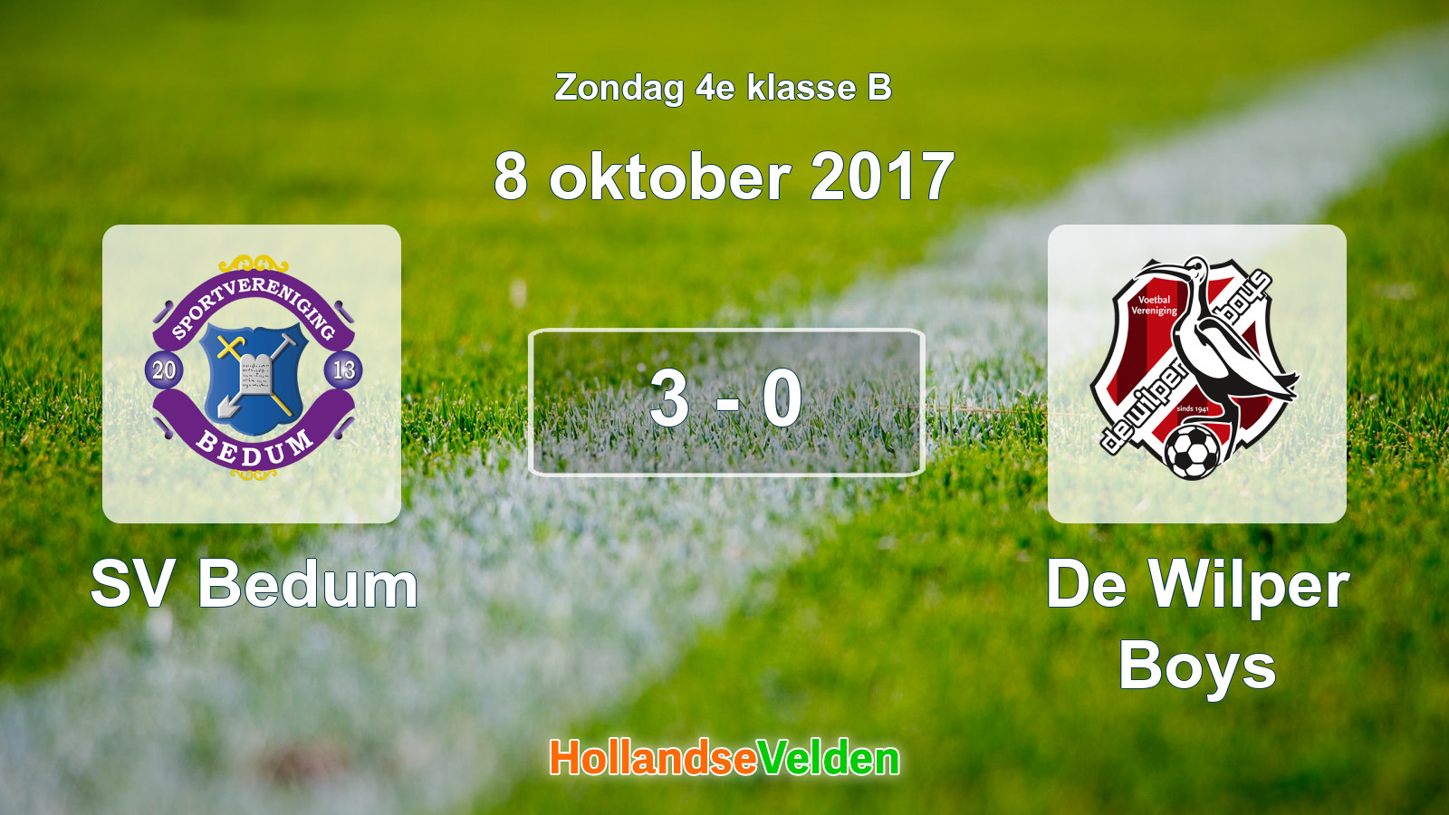 Gespeelde wedstrijd: SV Bedum - De Wilper Boys 3 - 0 (8 oktober 2017)