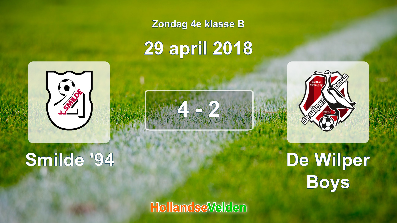 Gespeelde wedstrijd: Smilde '94 - De Wilper Boys 4 - 2 (29 april 2018)