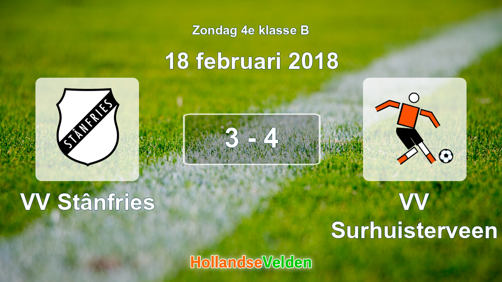 Gespeelde wedstrijd: VV Stânfries - VV Surhuisterveen 3 - 4 (18 februari 2018)