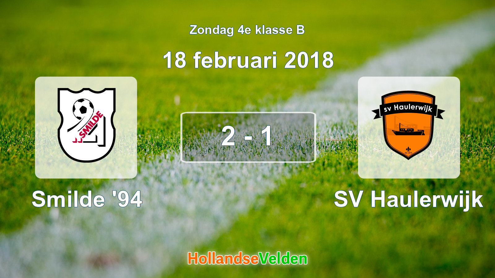 Gespeelde wedstrijd: Smilde '94 - SV Haulerwijk 2 - 1 (18 februari 2018)