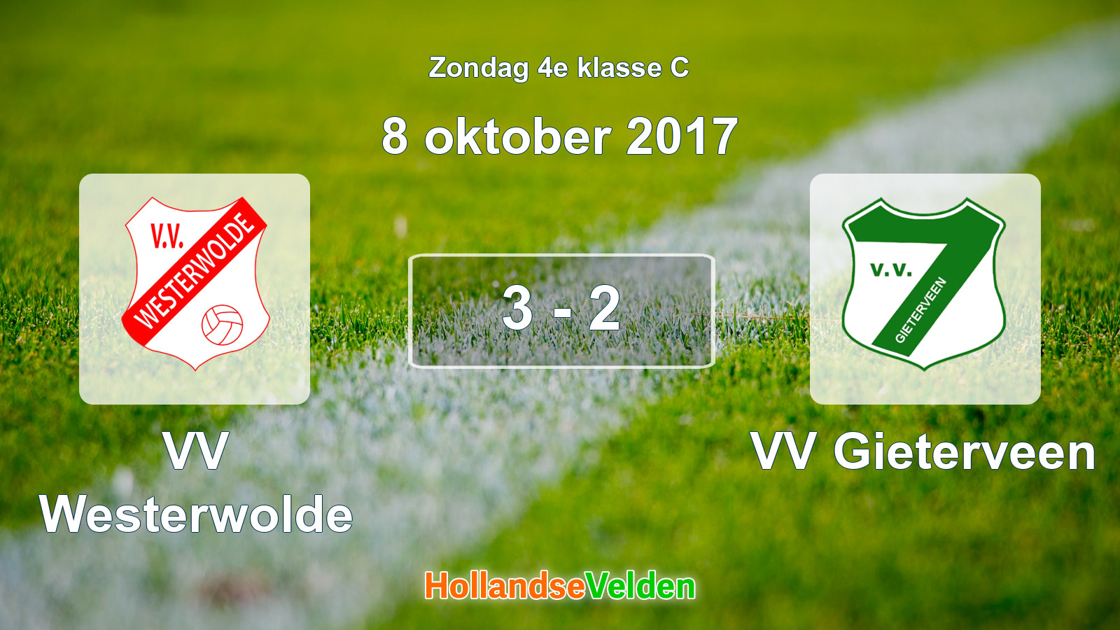 Gespeelde wedstrijd: VV Westerwolde - VV Gieterveen 3 - 2 (8 oktober 2017)