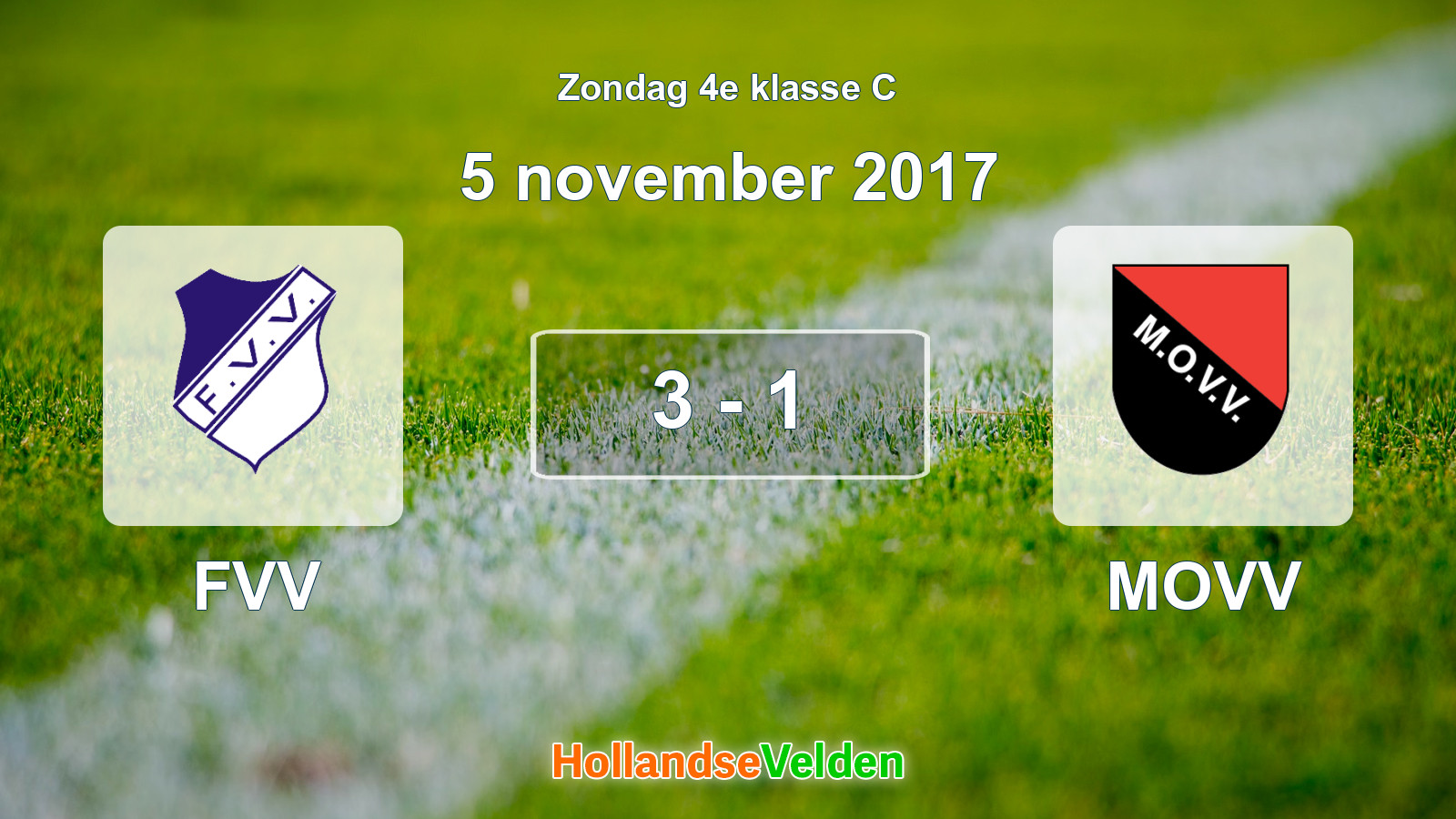 Gespeelde wedstrijd: FVV - MOVV 3 - 1 (5 november 2017)