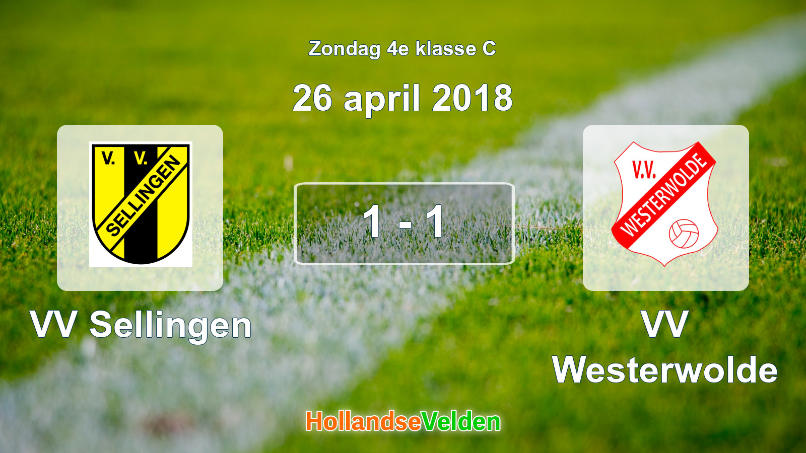 Gespeelde wedstrijd: VV Sellingen - VV Westerwolde 1 - 1 (26 april 2018)