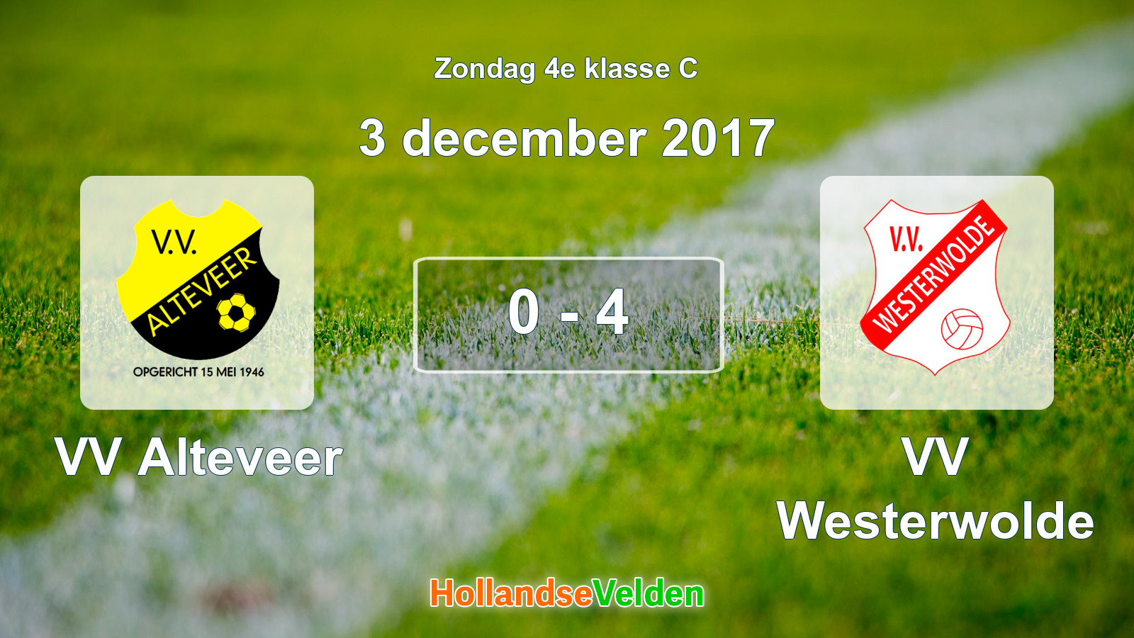 Gespeelde wedstrijd: VV Alteveer - VV Westerwolde 0 - 4 (3 december 2017)