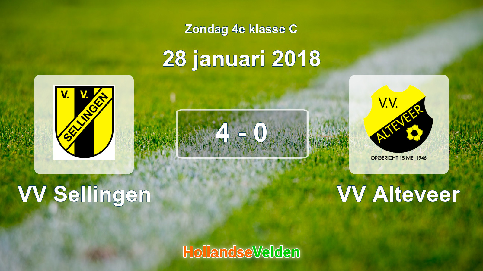 Gespeelde wedstrijd: VV Sellingen - VV Alteveer 4 - 0 (28 januari 2018)