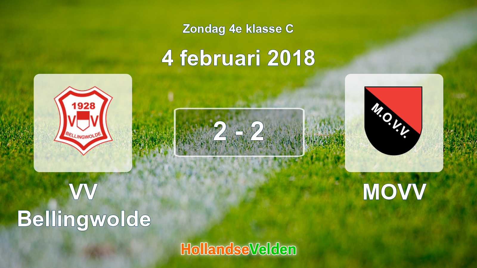 Gespeelde wedstrijd: VV Bellingwolde - MOVV 2 - 2 (4 februari 2018)