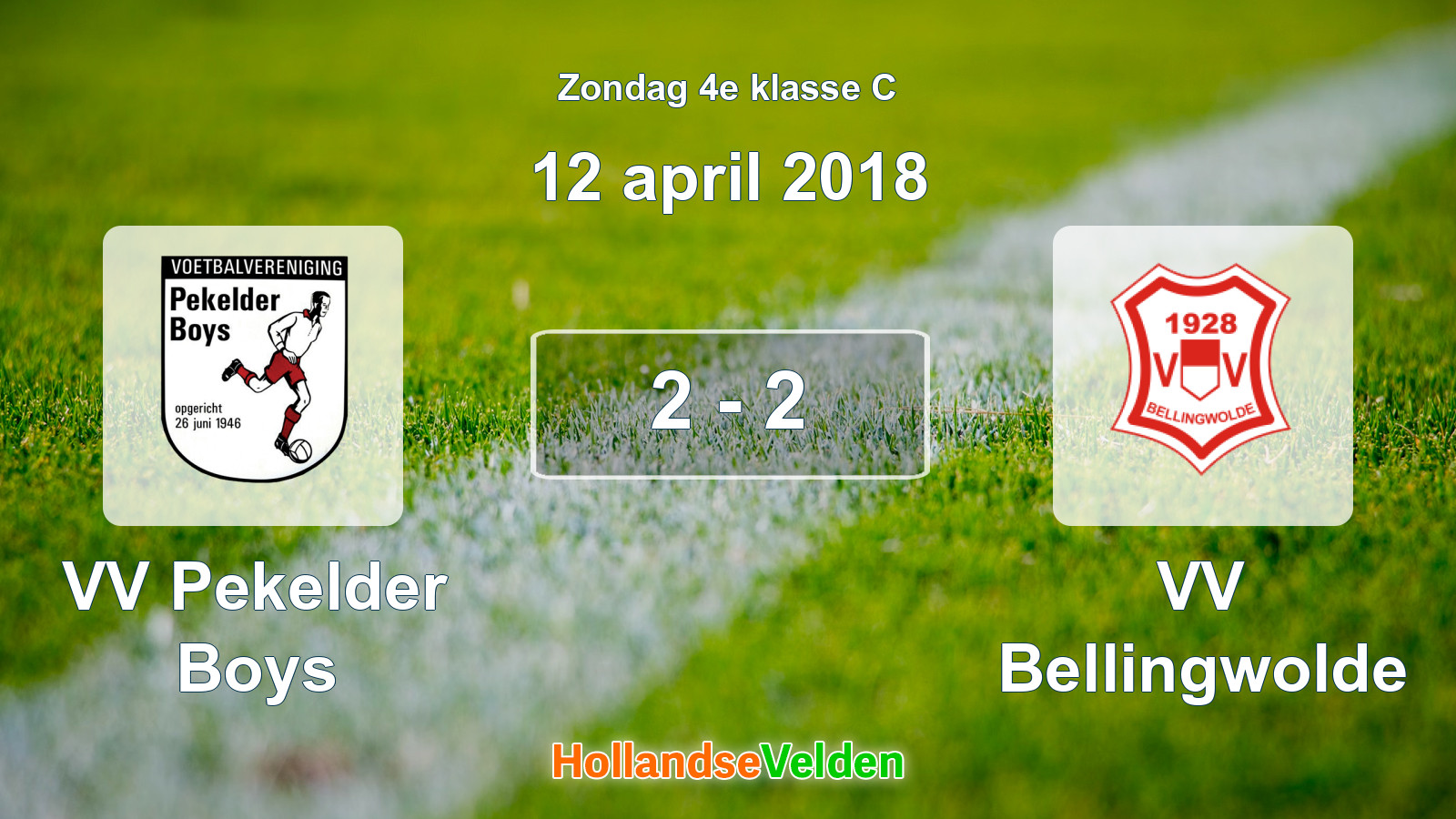 Gespeelde wedstrijd: VV Pekelder Boys - VV Bellingwolde 2 - 2 (12 april 2018)