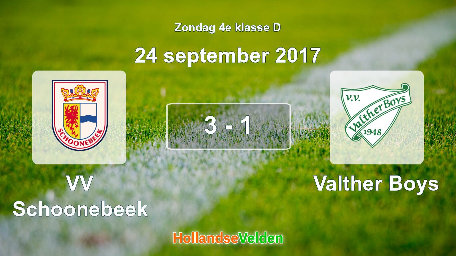 Gespeelde wedstrijd: VV Schoonebeek - Valther Boys 3 - 1 (24 september 2017)