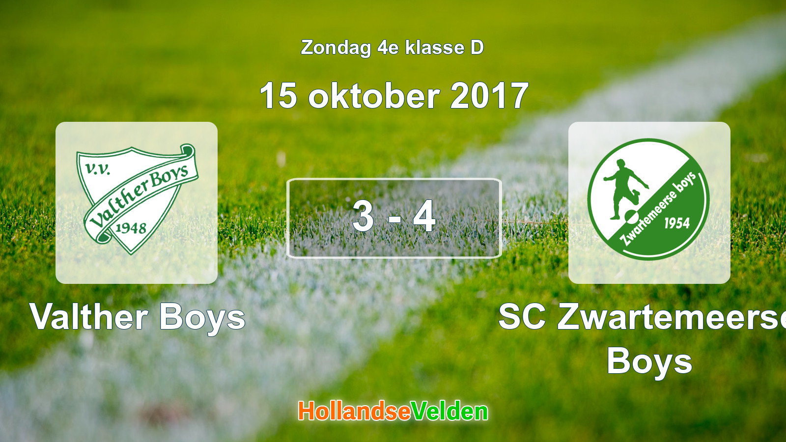 Gespeelde wedstrijd: Valther Boys - SC Zwartemeerse Boys 3 - 4 (15 oktober 2017)
