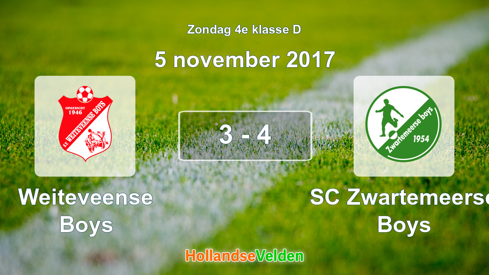 Gespeelde wedstrijd: Weiteveense Boys - SC Zwartemeerse Boys 3 - 4 (5 november 2017)