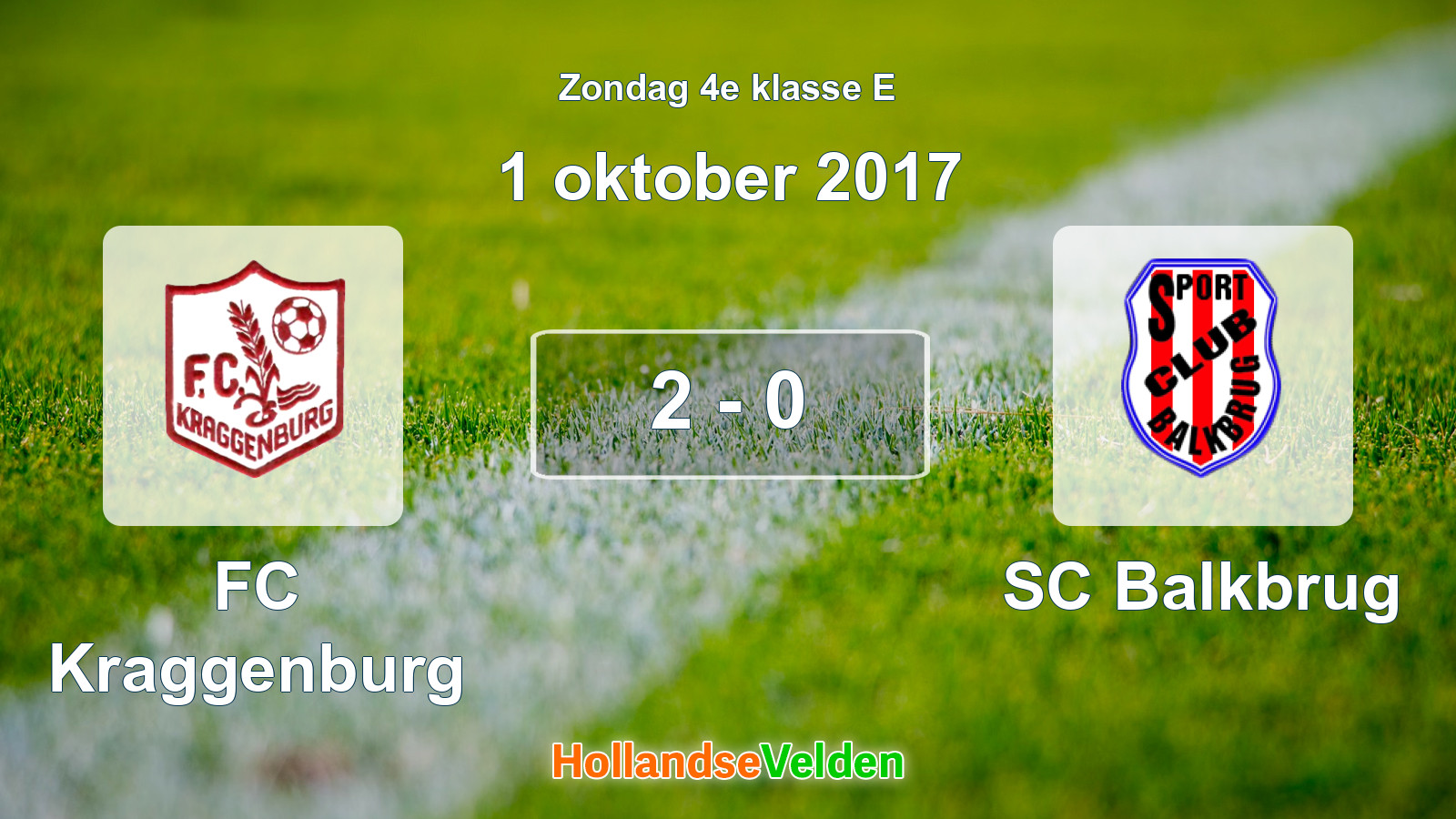 Gespeelde wedstrijd: FC Kraggenburg - SC Balkbrug 2 - 0 (1 oktober 2017)