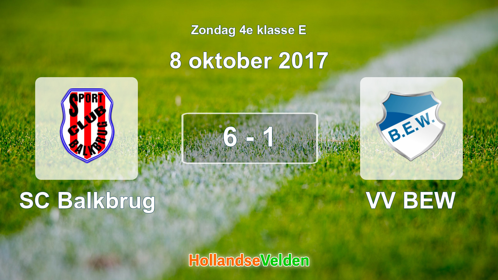 Gespeelde wedstrijd: SC Balkbrug - VV BEW 6 - 1 (8 oktober 2017)