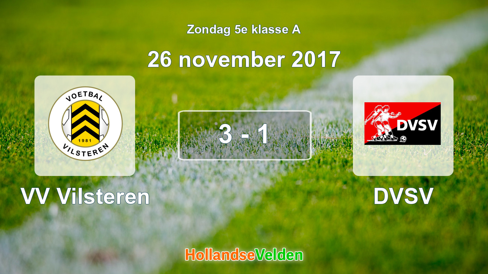 Gespeelde wedstrijd: VV Vilsteren - DVSV 3 - 1 (26 november 2017)