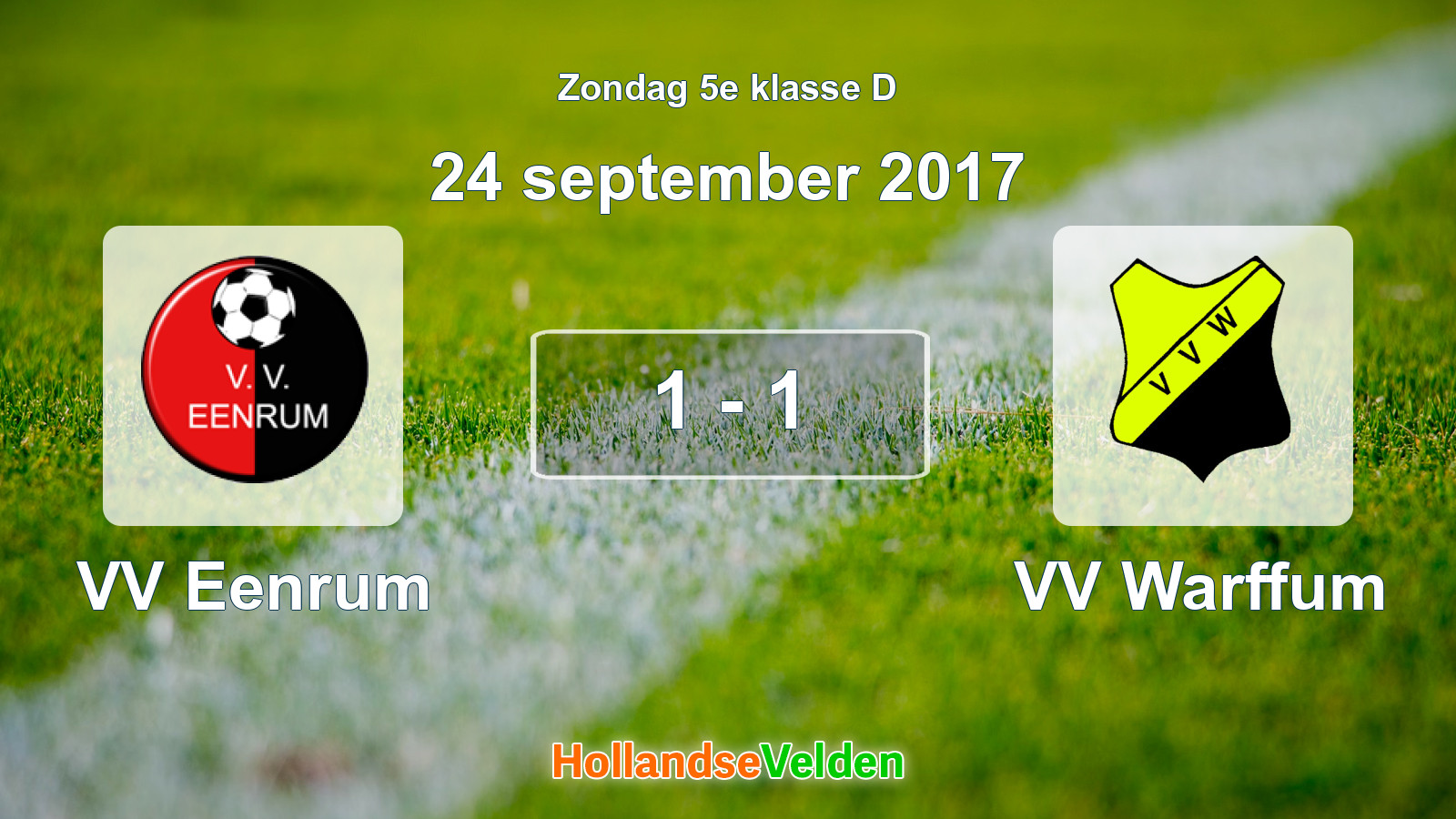 Gespeelde wedstrijd: VV Eenrum - VV Warffum 1 - 1 (24 september 2017)