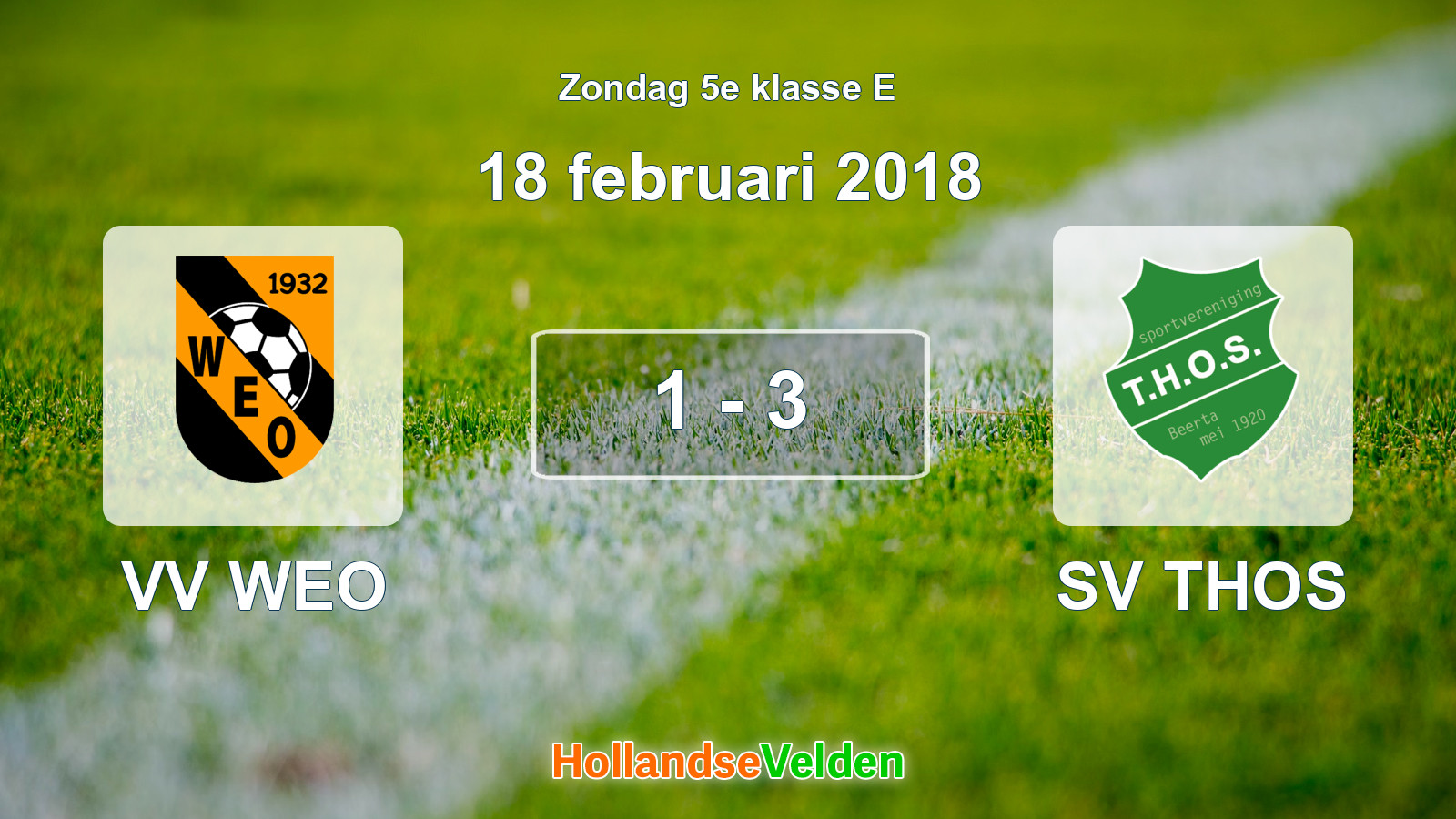 Gespeelde wedstrijd: VV WEO - SV THOS 1 - 3 (18 februari 2018)