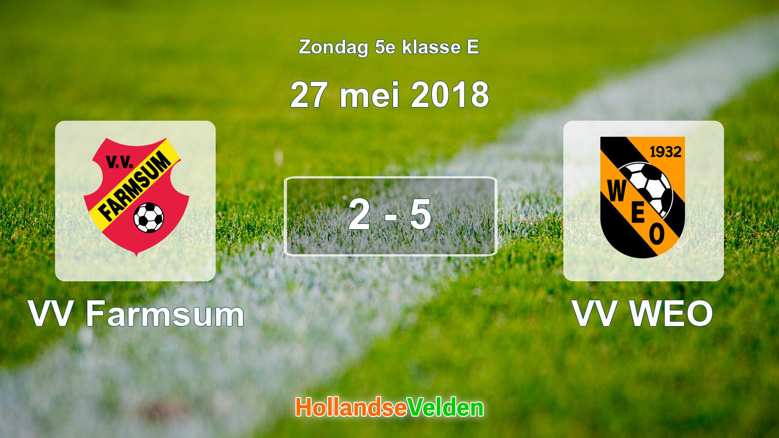 Gespeelde wedstrijd: VV Farmsum - VV WEO 2 - 5 (27 mei 2018)