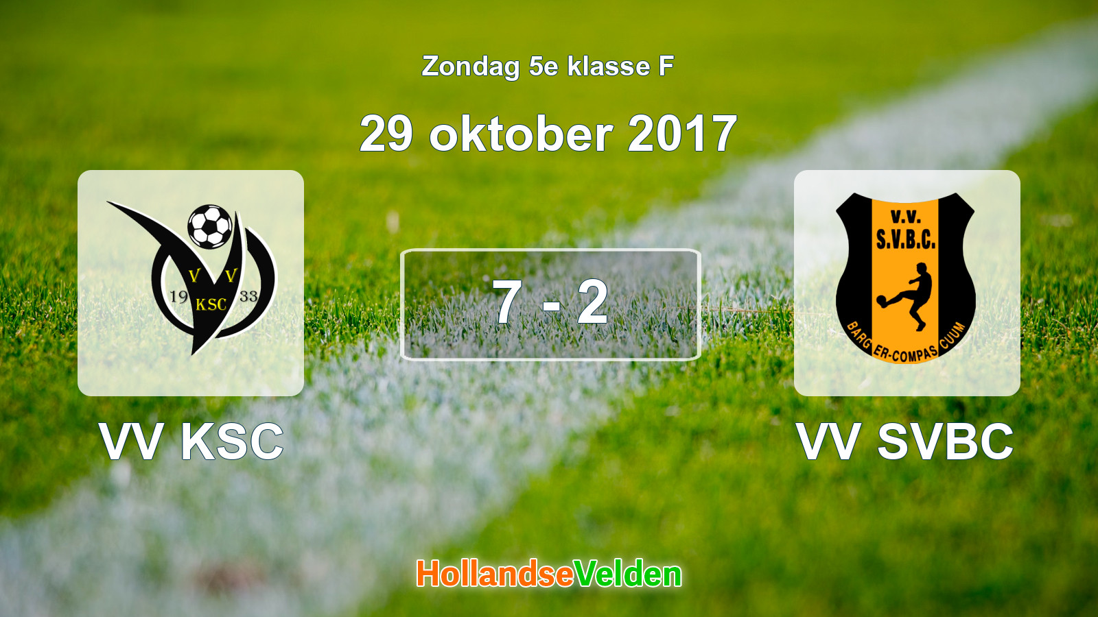 Gespeelde wedstrijd: VV KSC - VV SVBC 7 - 2 (29 oktober 2017)