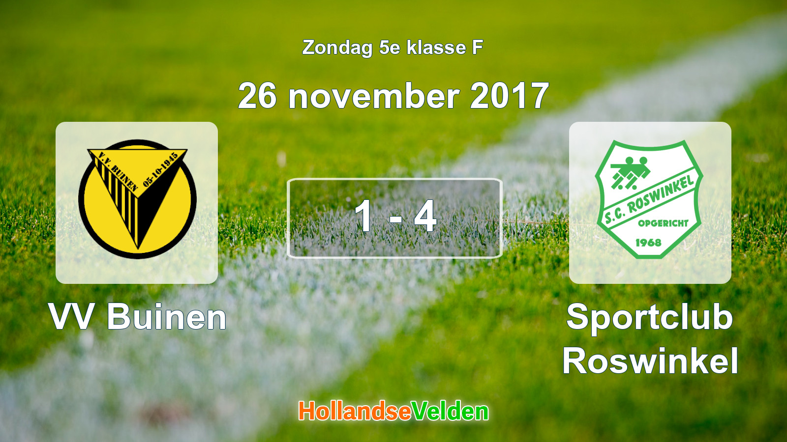 Gespeelde wedstrijd: VV Buinen - Sportclub Roswinkel 1 - 4 (26 november 2017)