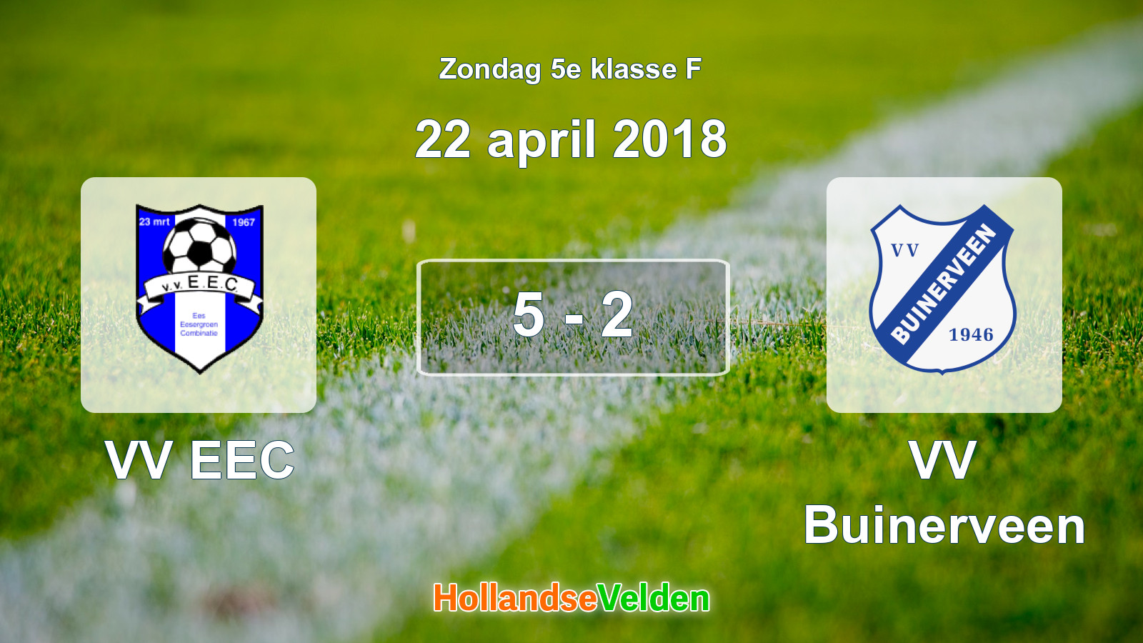 Gespeelde wedstrijd: VV EEC - VV Buinerveen 5 - 2 (22 april 2018)