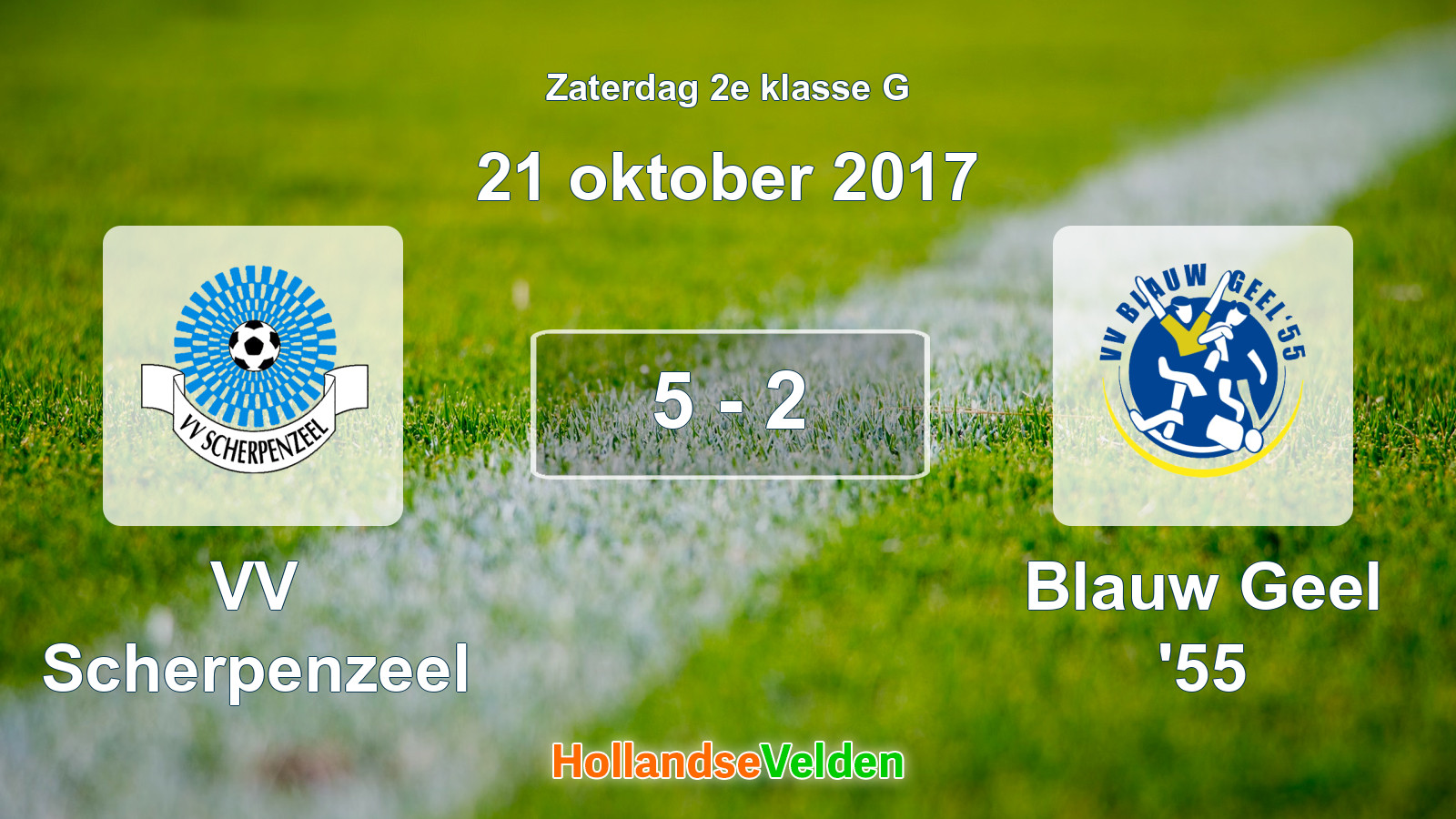 Gespeelde wedstrijd: VV Scherpenzeel - Blauw Geel '55 5 - 2 (21 oktober 2017)