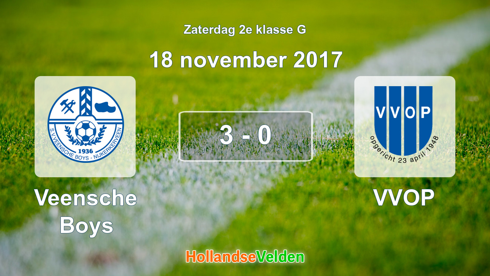 Gespeelde wedstrijd: Veensche Boys - VVOP 3 - 0 (18 november 2017)
