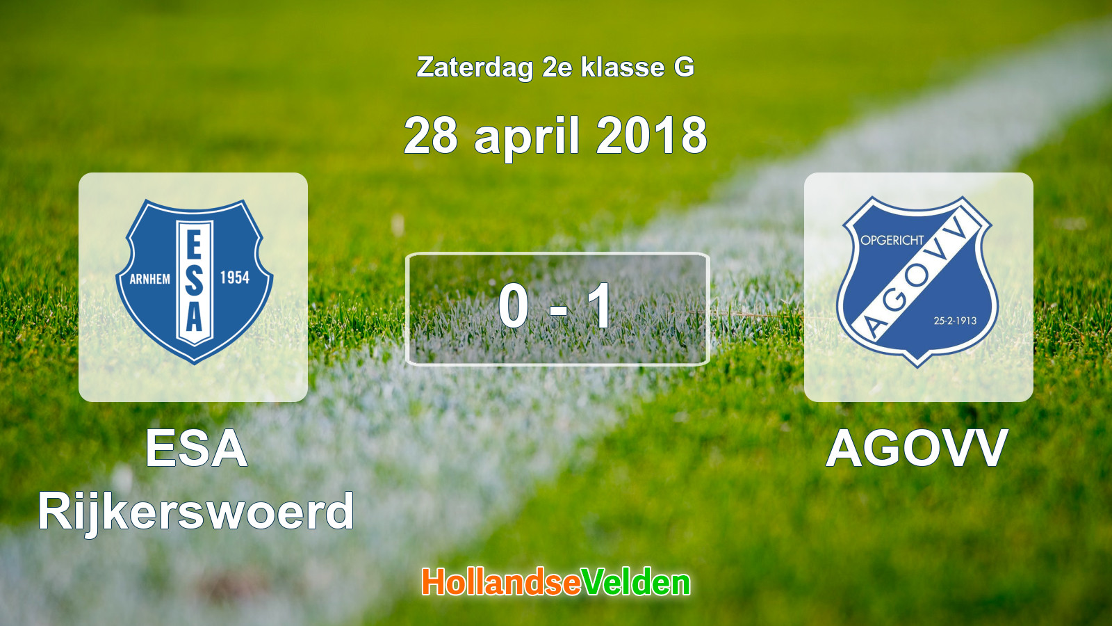 Gespeelde wedstrijd: ESA Rijkerswoerd - AGOVV 0 - 1 (28 april 2018)