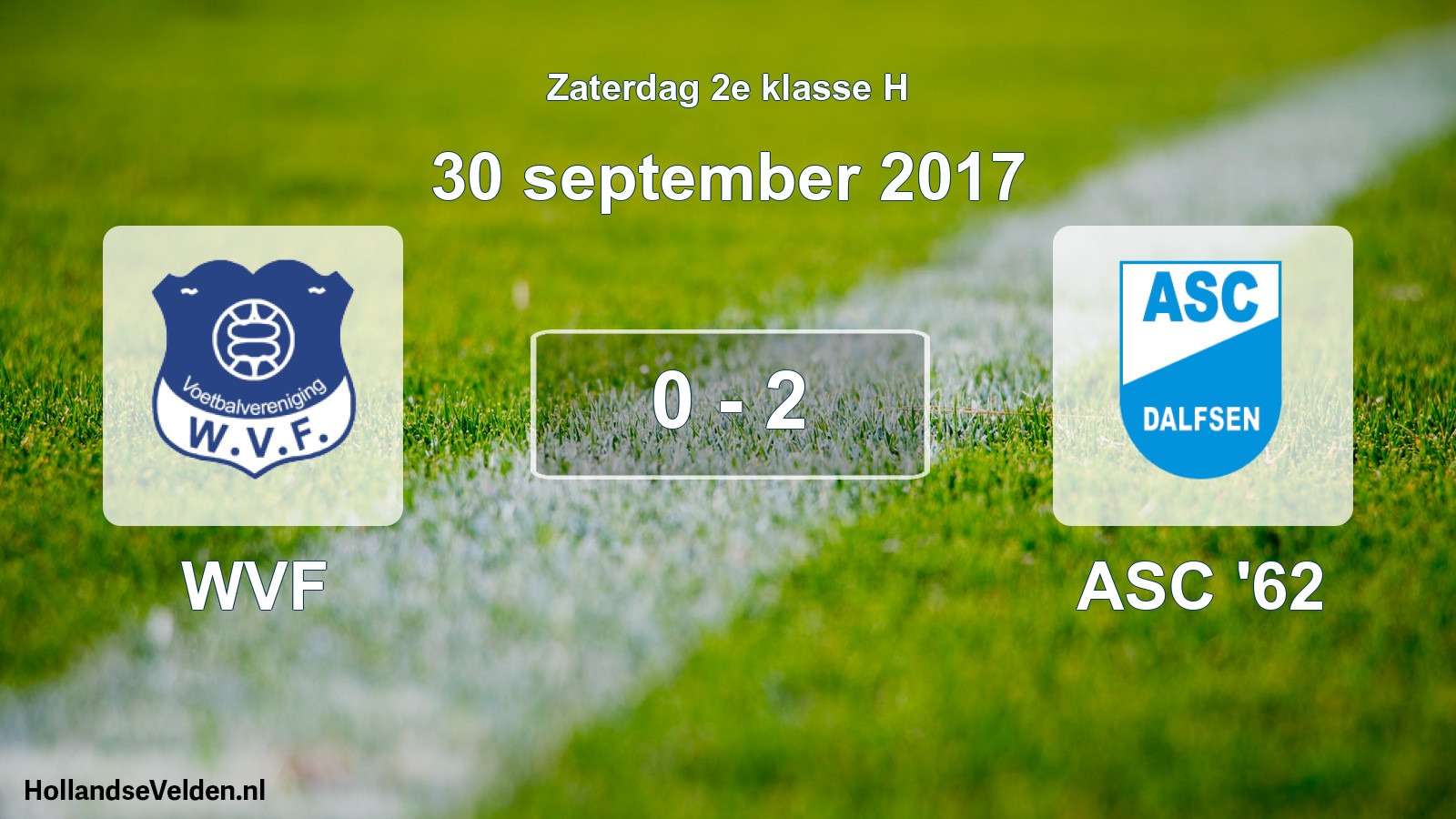 Gespeelde wedstrijd: WVF - ASC '62 0 - 2 (30 september 2017)