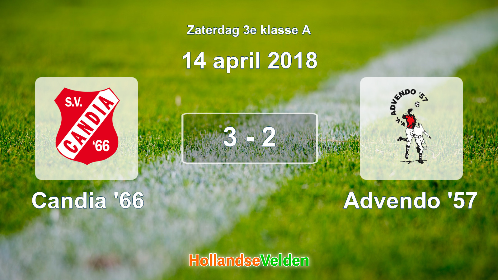 Gespeelde wedstrijd: Candia '66 - Advendo '57 3 - 2 (14 april 2018)