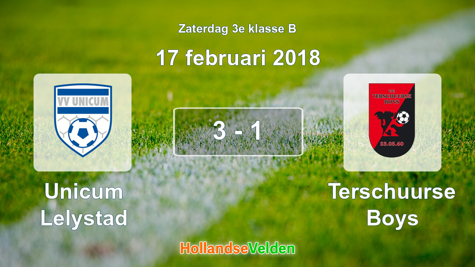 Gespeelde wedstrijd: Unicum Lelystad - Terschuurse Boys 3 - 1 (17 februari 2018)