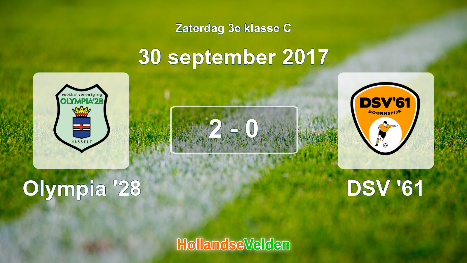 Gespeelde wedstrijd: Olympia '28 - DSV '61 2 - 0 (30 september 2017)