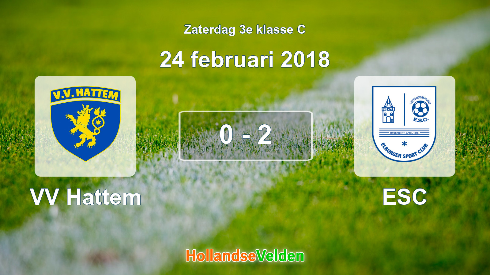Gespeelde wedstrijd: VV Hattem - ESC 0 - 2 (24 februari 2018)
