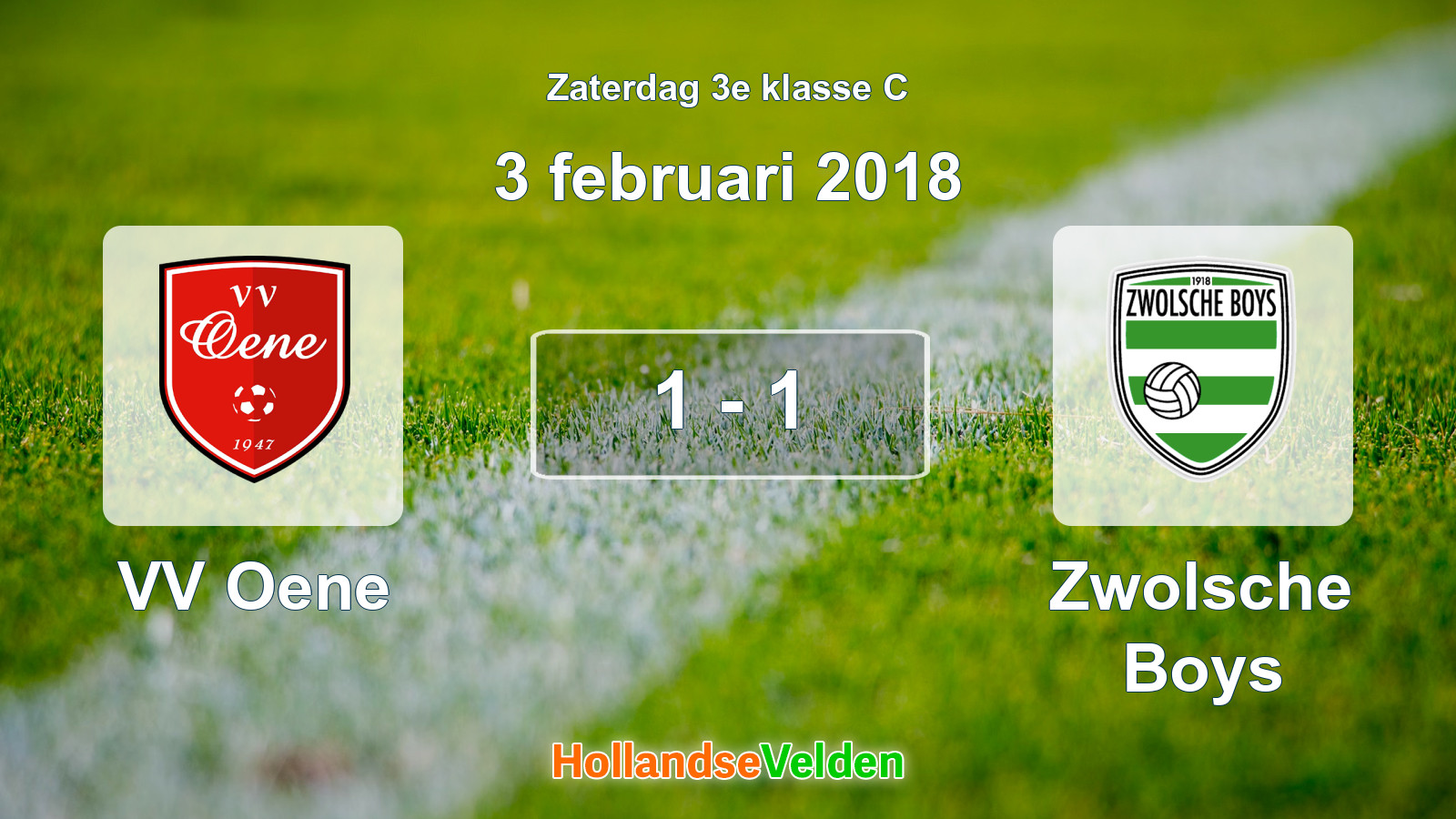 Gespeelde wedstrijd: VV Oene - Zwolsche Boys 1 - 1 (3 februari 2018)