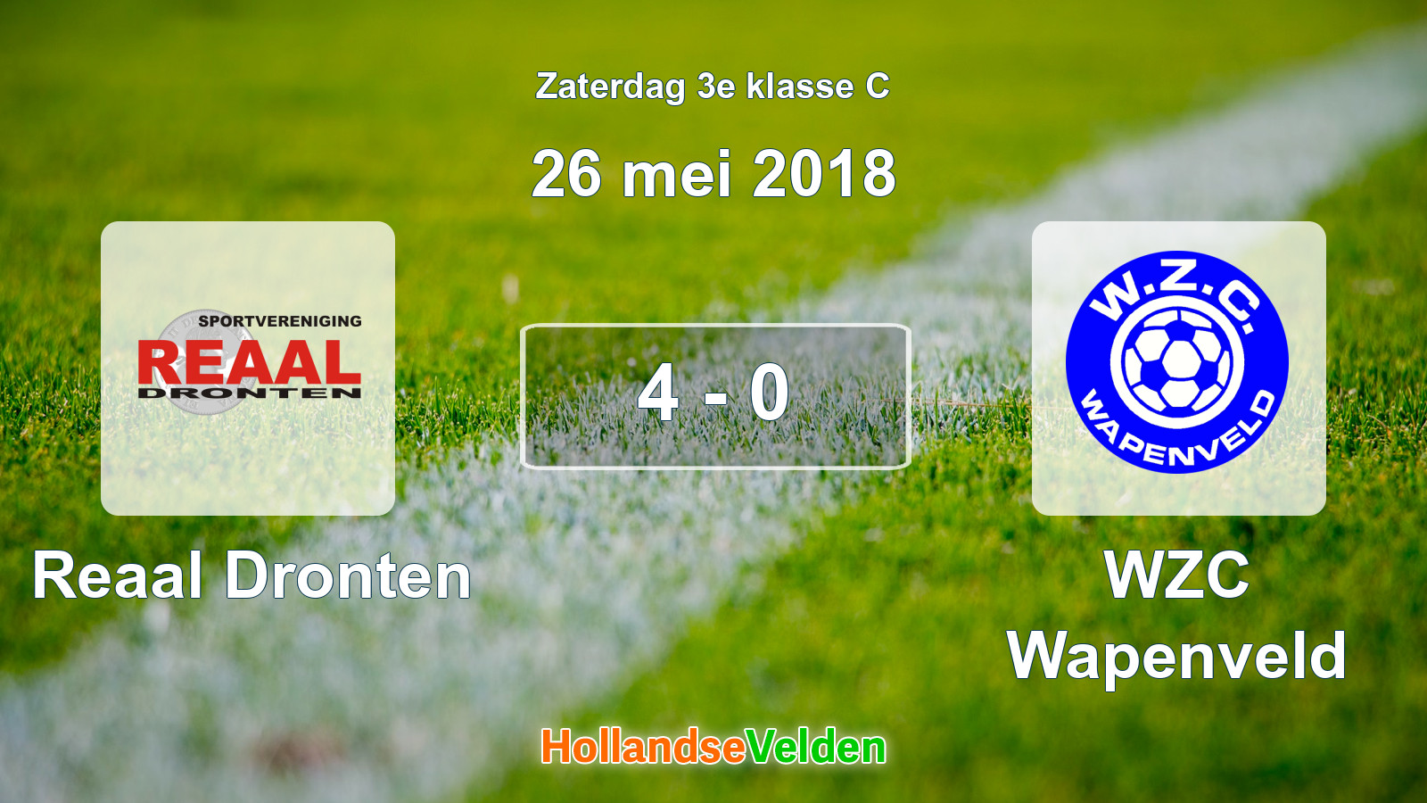 Gespeelde wedstrijd: Reaal Dronten - WZC Wapenveld 4 - 0 (26 mei 2018)