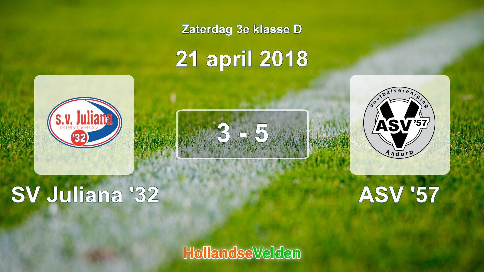 Gespeelde wedstrijd: SV Juliana '32 - ASV '57 3 - 5 (21 april 2018)