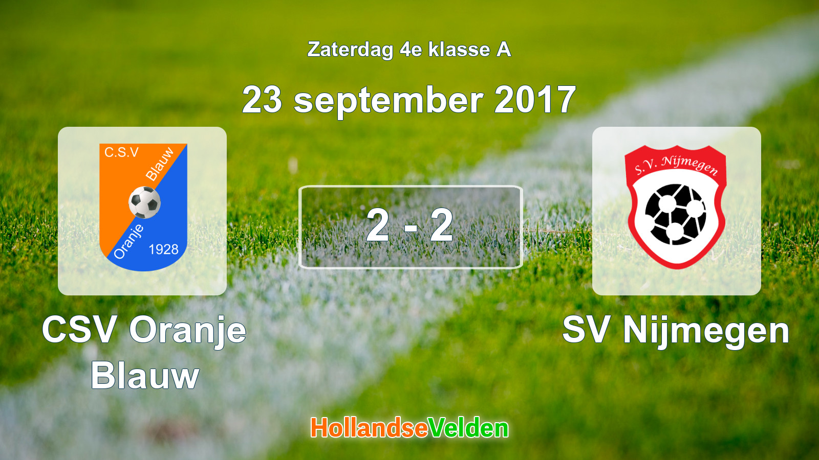 Gespeelde wedstrijd: CSV Oranje Blauw - SV Nijmegen 2 - 2 (23 september 2017)