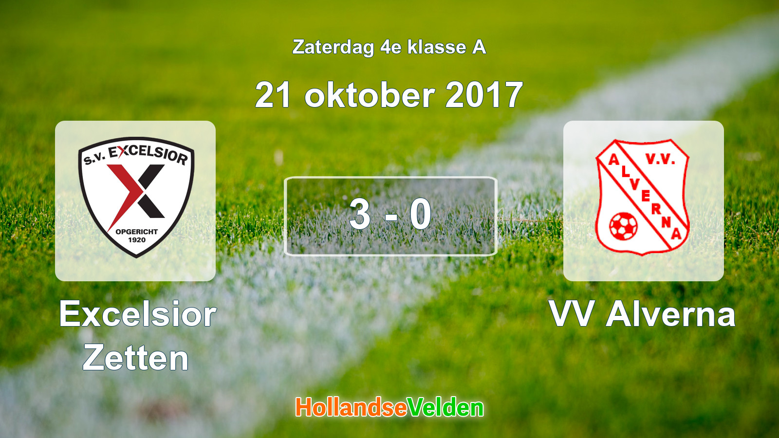 Gespeelde wedstrijd: Excelsior Zetten - VV Alverna 3 - 0 (21 oktober 2017)
