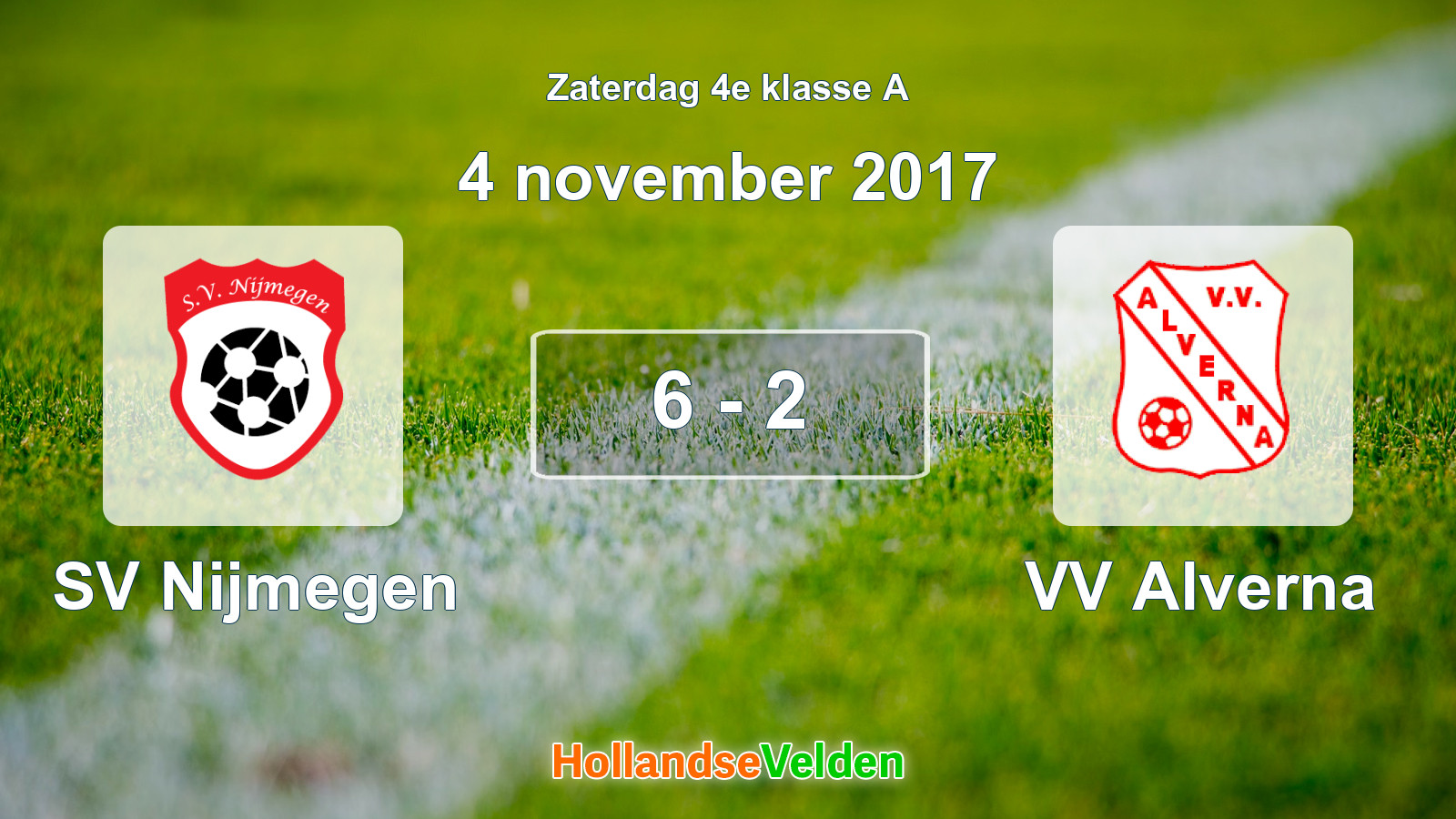 Gespeelde wedstrijd: SV Nijmegen - VV Alverna 6 - 2 (4 november 2017)