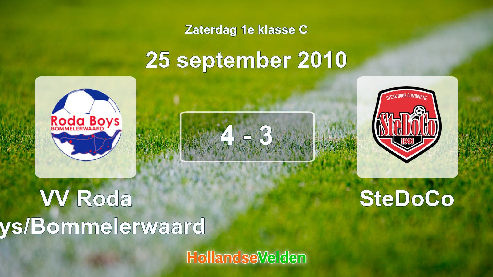Gespeelde wedstrijd: VV Roda Boys/Bommelerwaard - SteDoCo 4 - 3 (25 september 2010)
