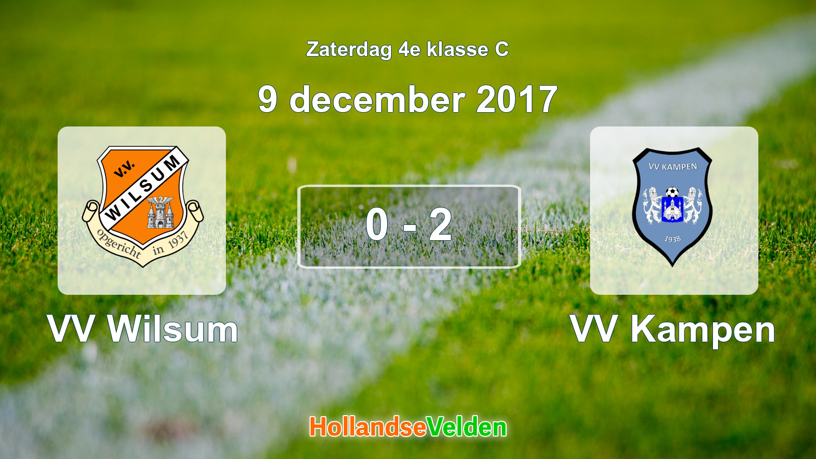 Gespeelde wedstrijd: VV Wilsum - VV Kampen 0 - 2 (9 december 2017)
